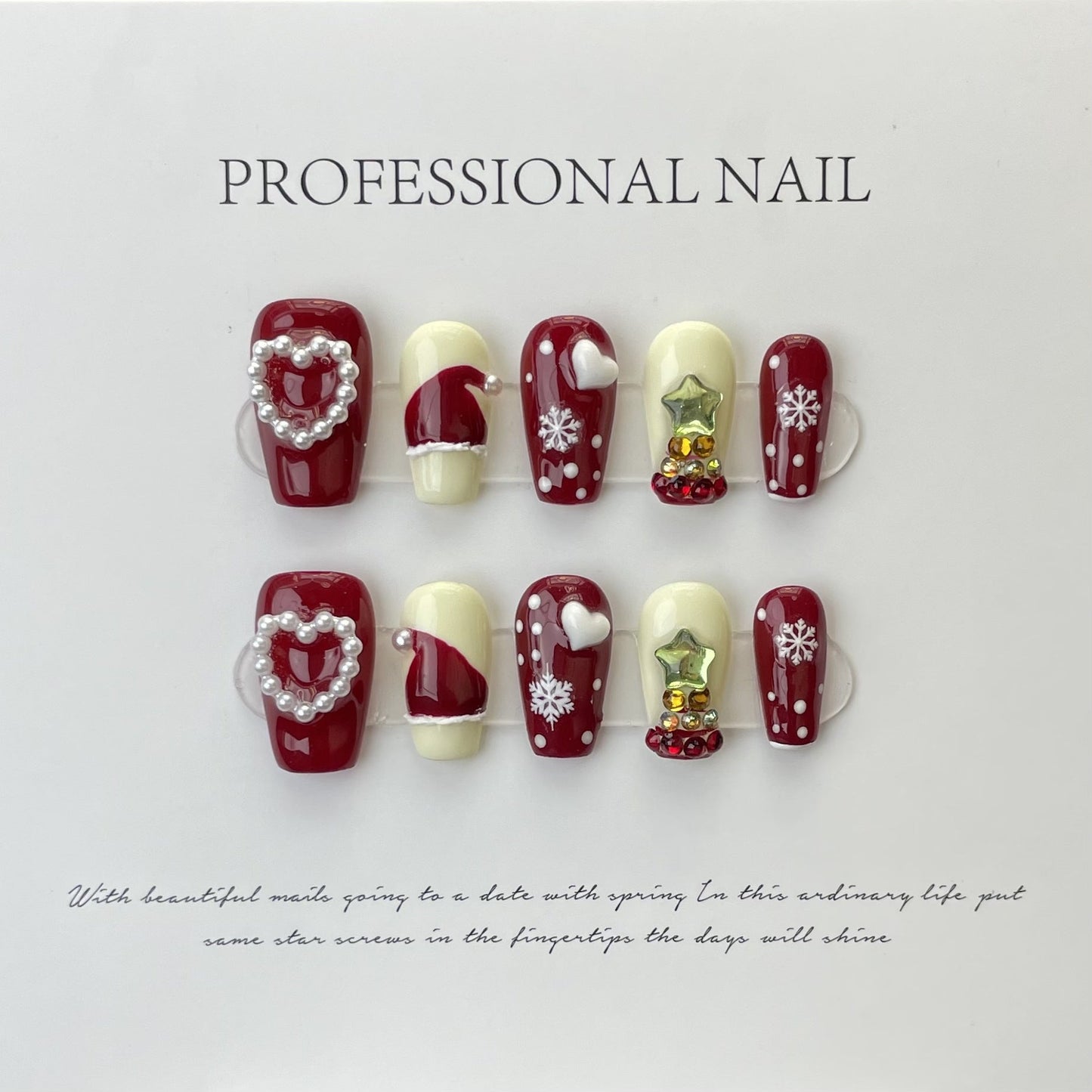 Designer: ManMan Handmade nails Press on Nails DIY Nail Art for woman girl Long Coffin red