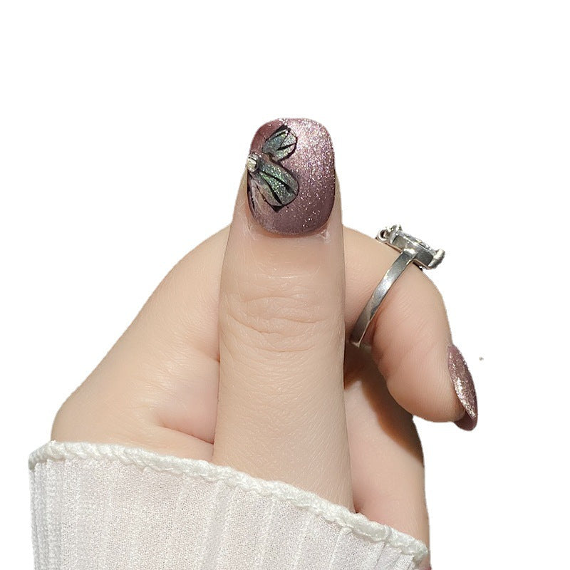 Designer: HuaHua.Handmade nails Press on Nails DIY Nail Art for woman girl Short Square mauve