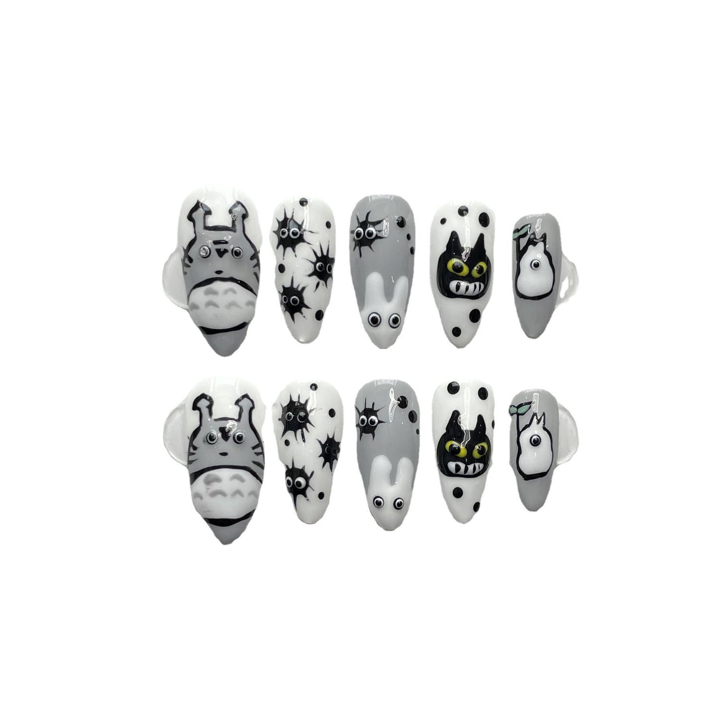 Designer: ManMan Handmade nails Press on Nails DIY Nail Art for woman girl Almond Long white