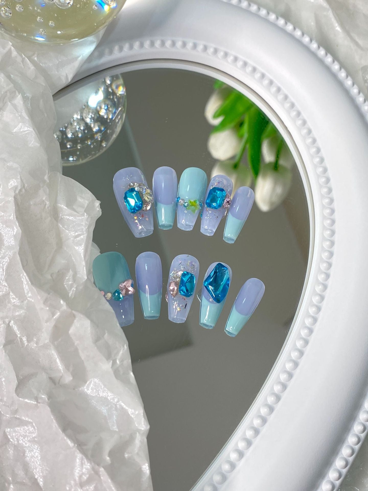 Designer: MaoMao.Handmade Nail Designs Press on Nails DIY  Nail Art for woman girl