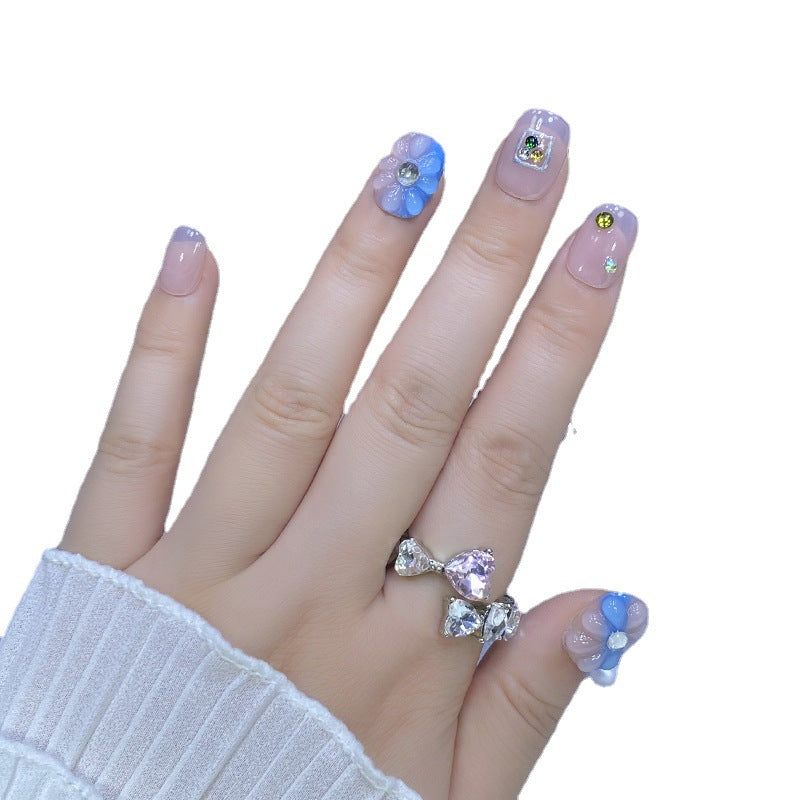 Designer: HuaHua.Handmade nails Press on Nails DIY Nail Art for woman girl Short Square pink