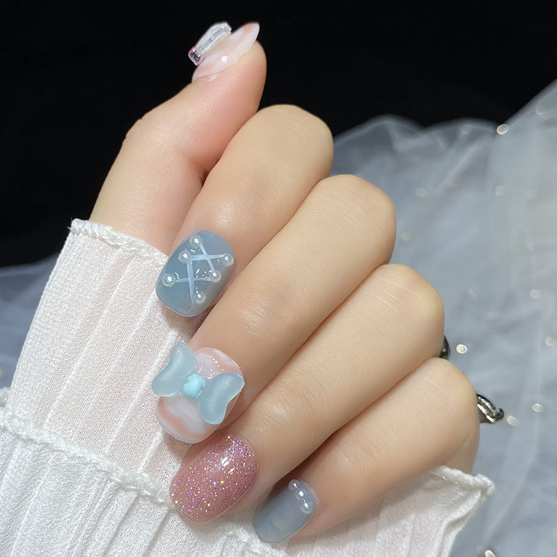 Designer: HuaHua.Handmade nails Press on Nails DIY Nail Art for woman girl Short Square Cartoon