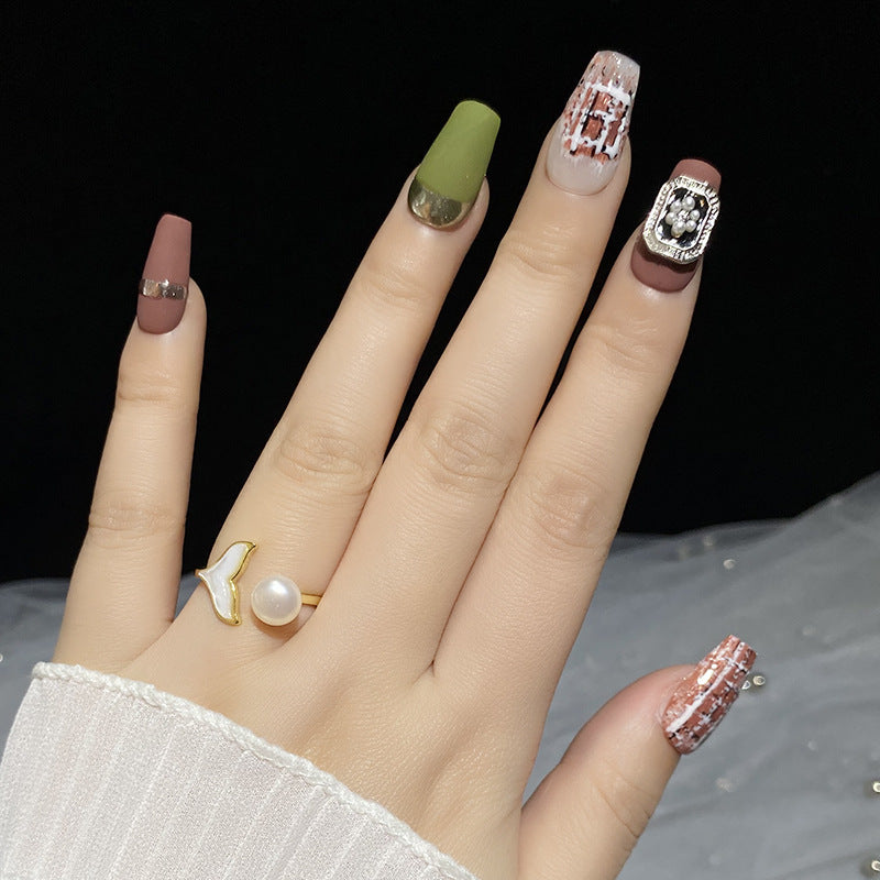 Designer: HuaHua.Handmade nails Press on Nails DIY Nail Art for woman girl Long Coffin colorful