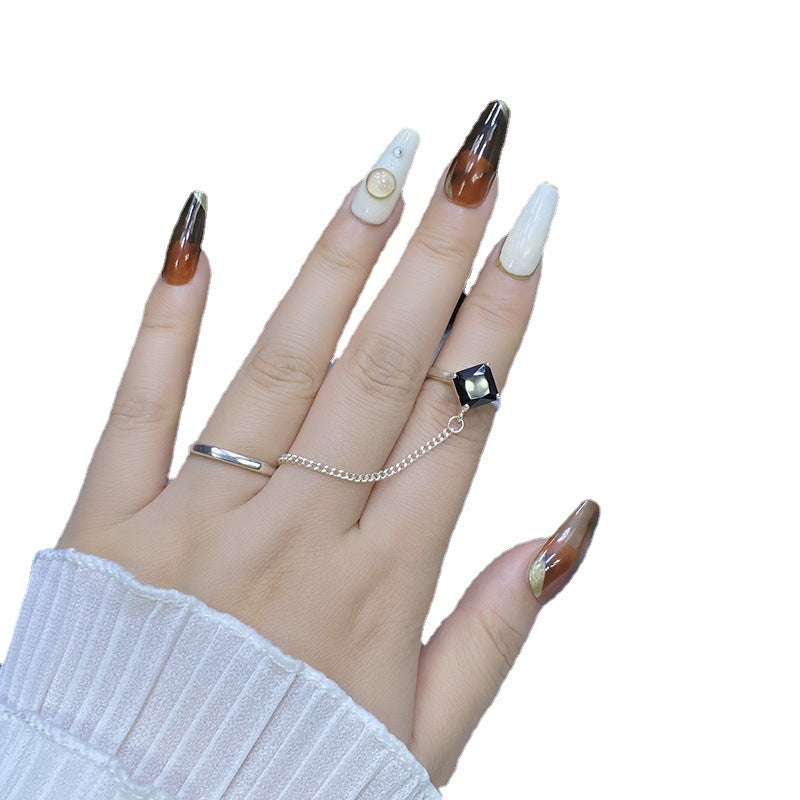 Designer: HuaHua.Handmade nails Press on Nails DIY Nail Art for woman girl Long Coffin  brown