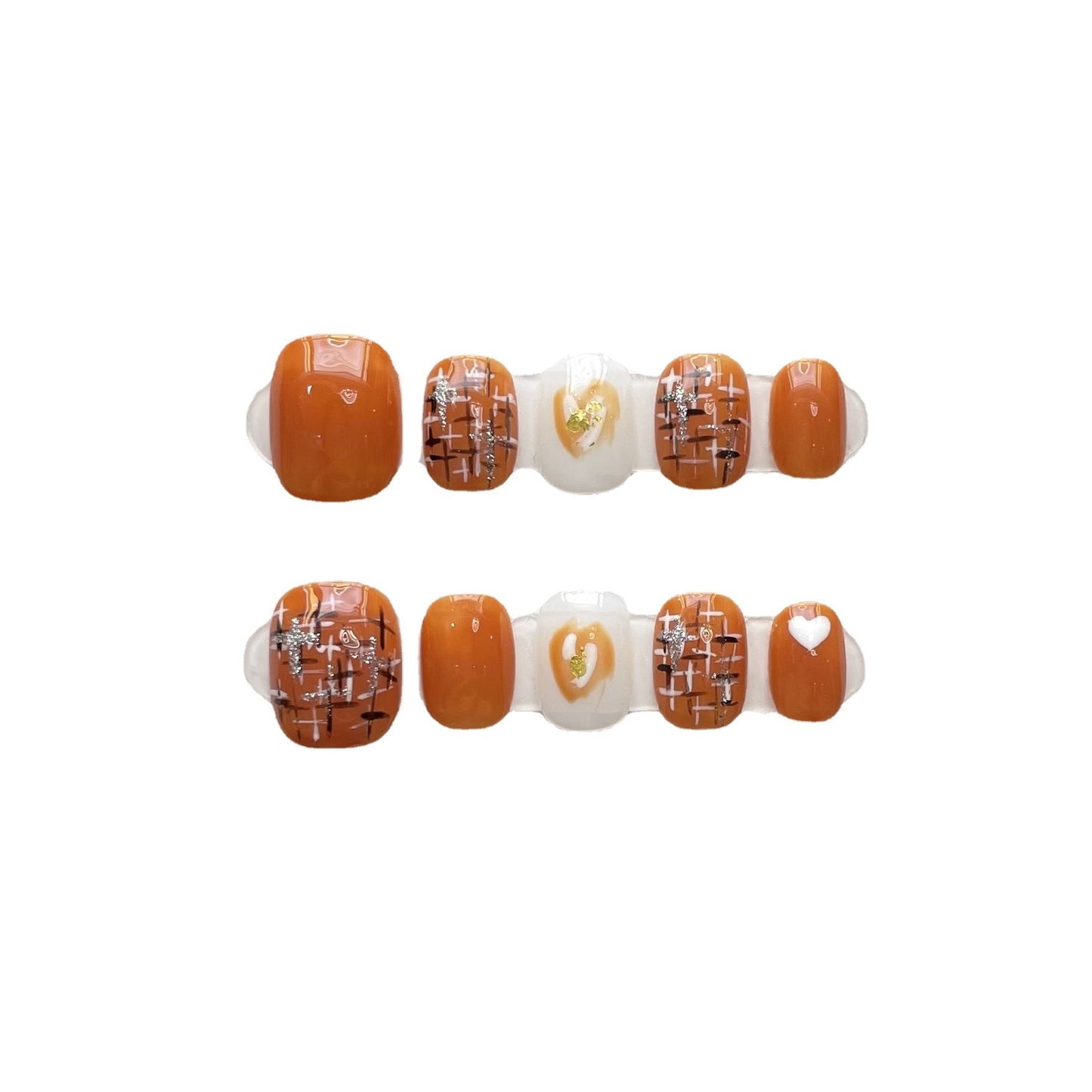 Designer: ManMan Handmade nails Press on Nails DIY Nail Art for woman girl Short Square orange