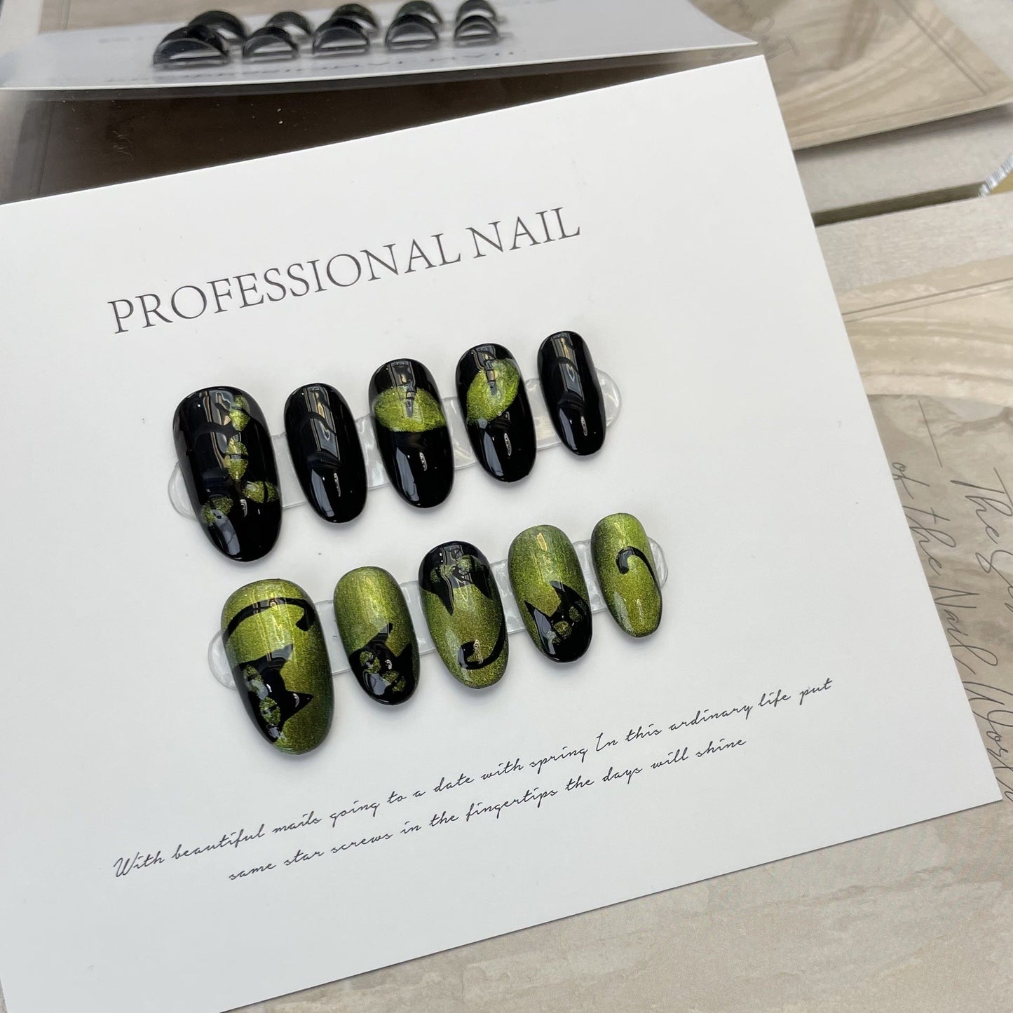 Designer: ManMan Handmade nails Press on Nails DIY Nail Art for woman girl Almond green