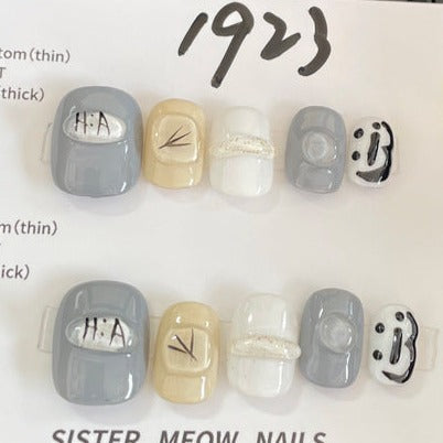 Designer: MeowMeow.Handmade Nail Designs Press on Nails DIY  Nail Art for woman girl Short Square