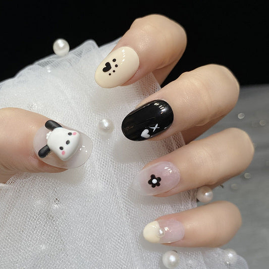 Designer: HuaHua.Handmade nails Press on Nails DIY Nail Art for woman girl Short Square Cartoon