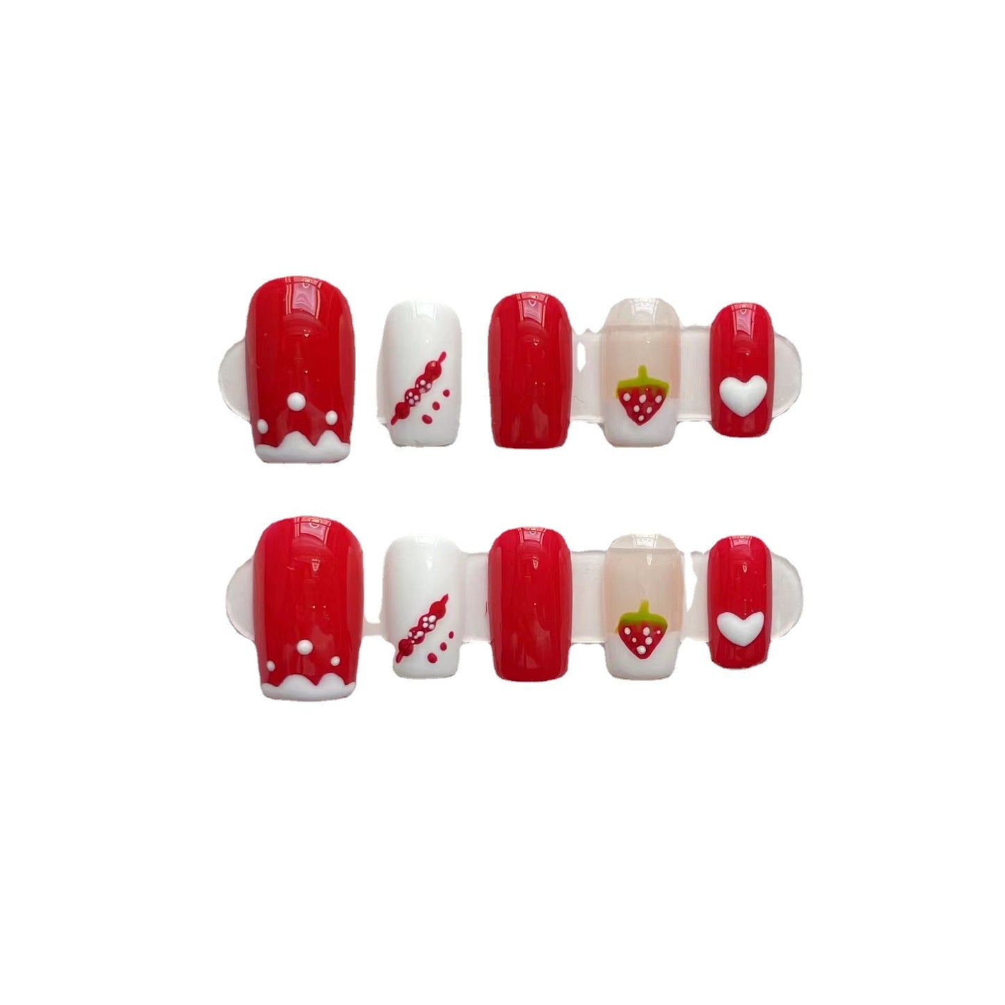 Designer: ManMan Handmade nails Press on Nails DIY Nail Art for woman girl Long Square red