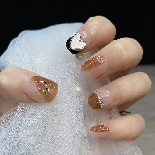 Designer: HuaHua.Handmade nails Press on Nails DIY Nail Art for woman girl Short Square pink