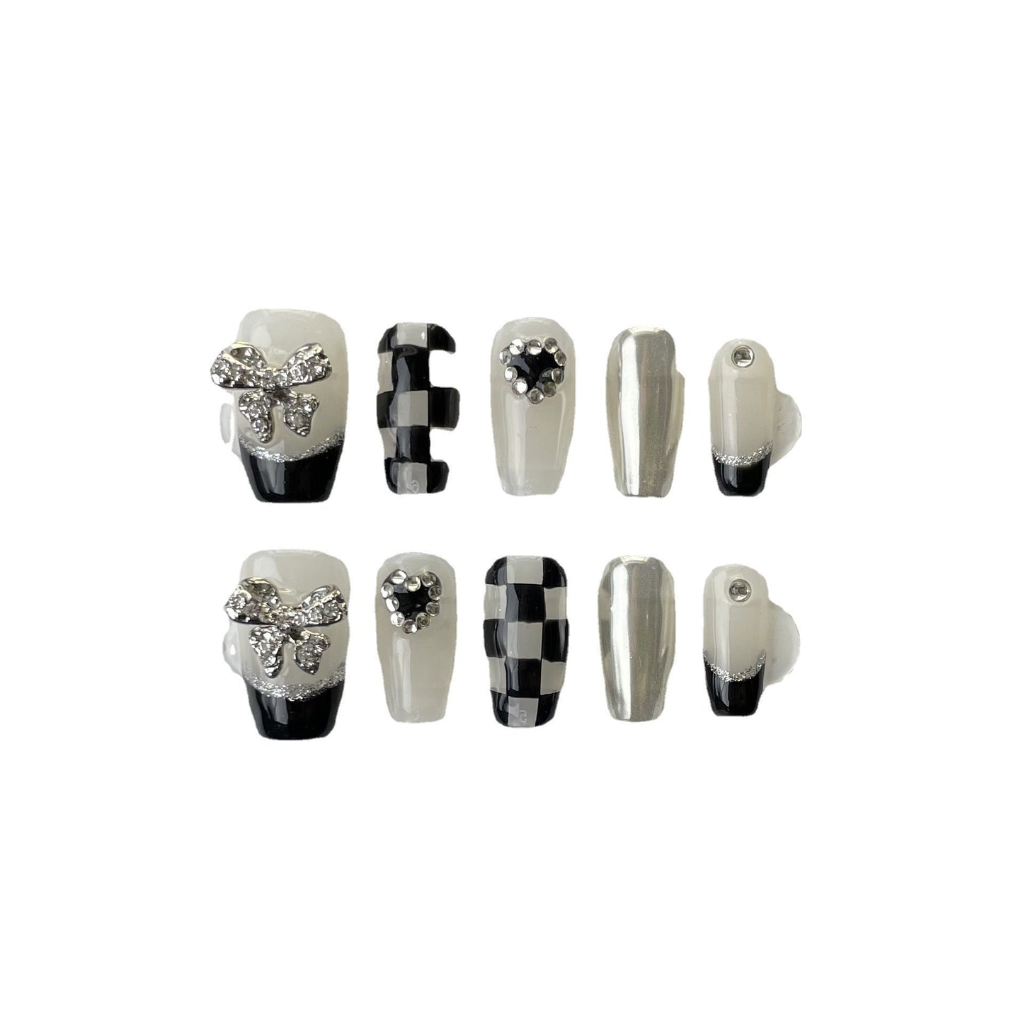 Designer: ManMan Handmade nails Press on Nails DIY Nail Art for woman girl Long Coffin white