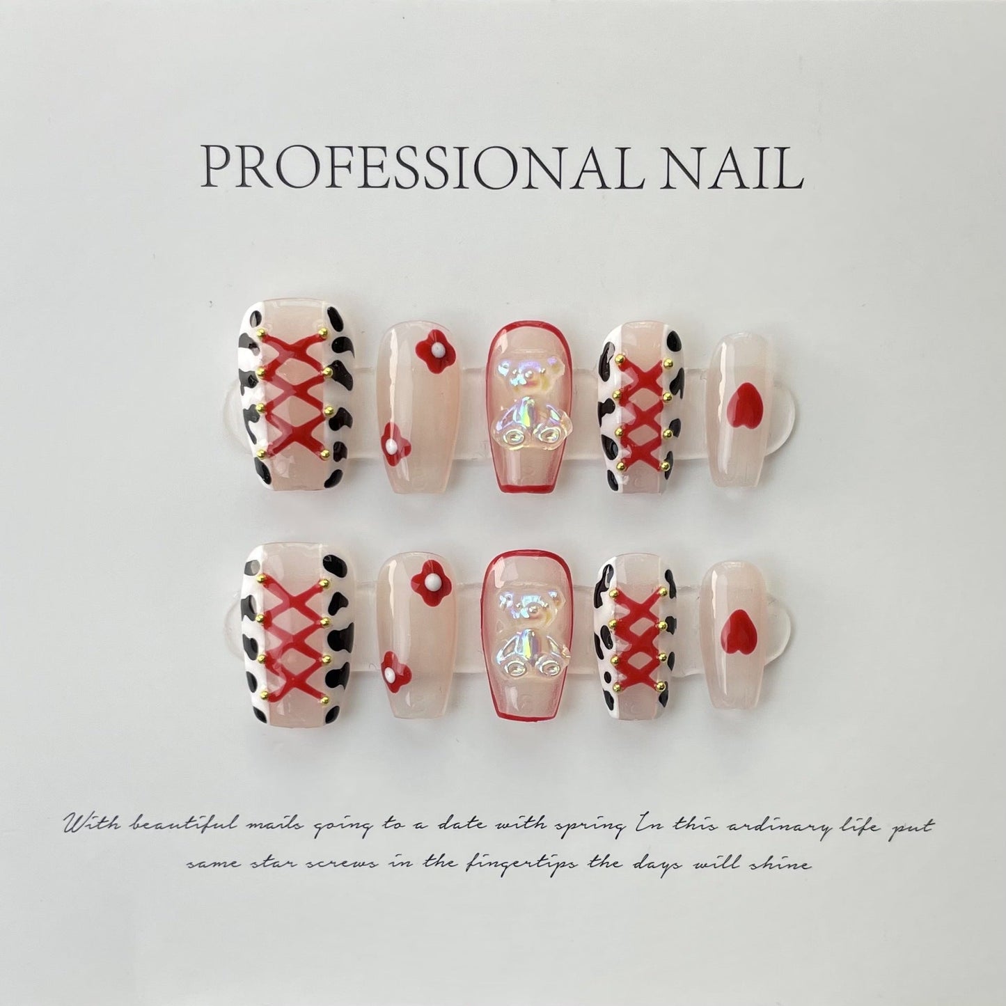 Designer: ManMan Handmade nails Press on Nails DIY Nail Art for woman girl Coffin Short