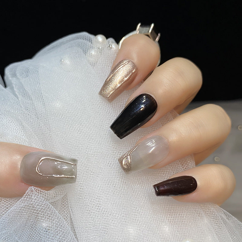 Designer: HuaHua.Handmade nails Press on Nails DIY Nail Art for woman girl Long Coffin colorful