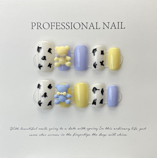 Designer: ManMan Handmade nails Press on Nails DIY Nail Art for woman girl Short Square