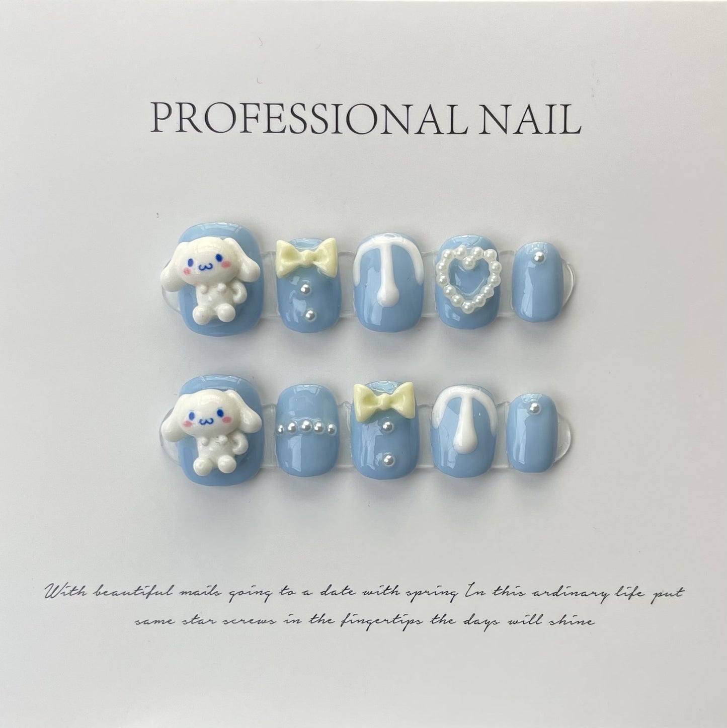 Designer: ManMan Handmade nails Press on Nails DIY Nail Art for woman girl Short Square blue