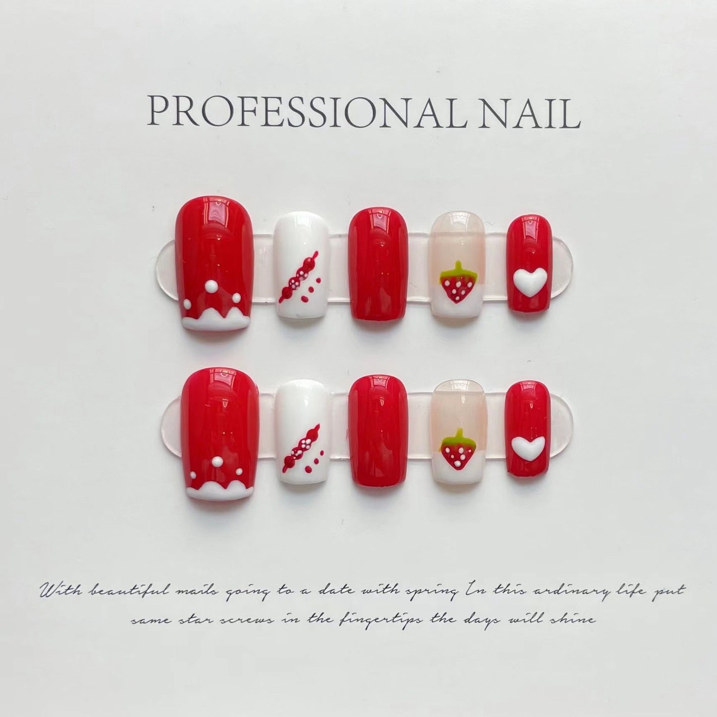 Designer: ManMan Handmade nails Press on Nails DIY Nail Art for woman girl Long Square red