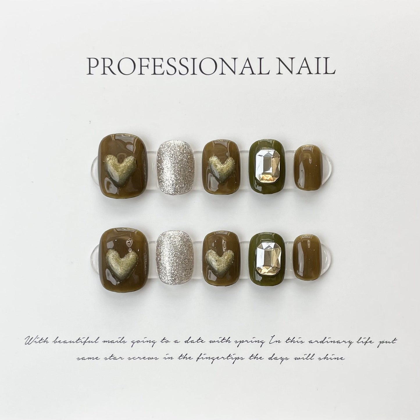 Designer: ManMan Handmade nails Press on Nails DIY Nail Art for woman girl Short Square brown