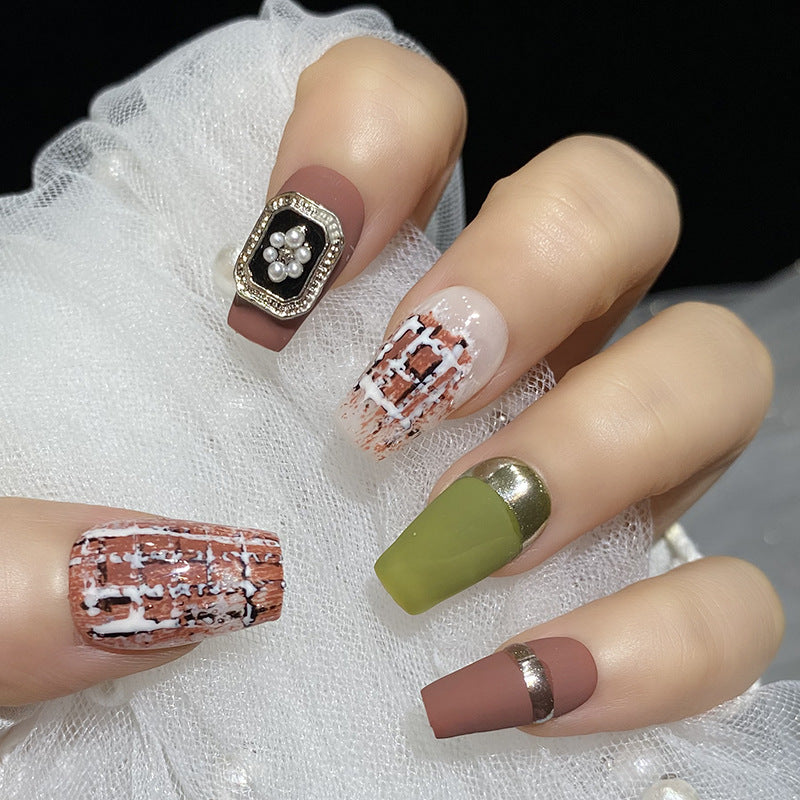 Designer: HuaHua.Handmade nails Press on Nails DIY Nail Art for woman girl Long Coffin colorful