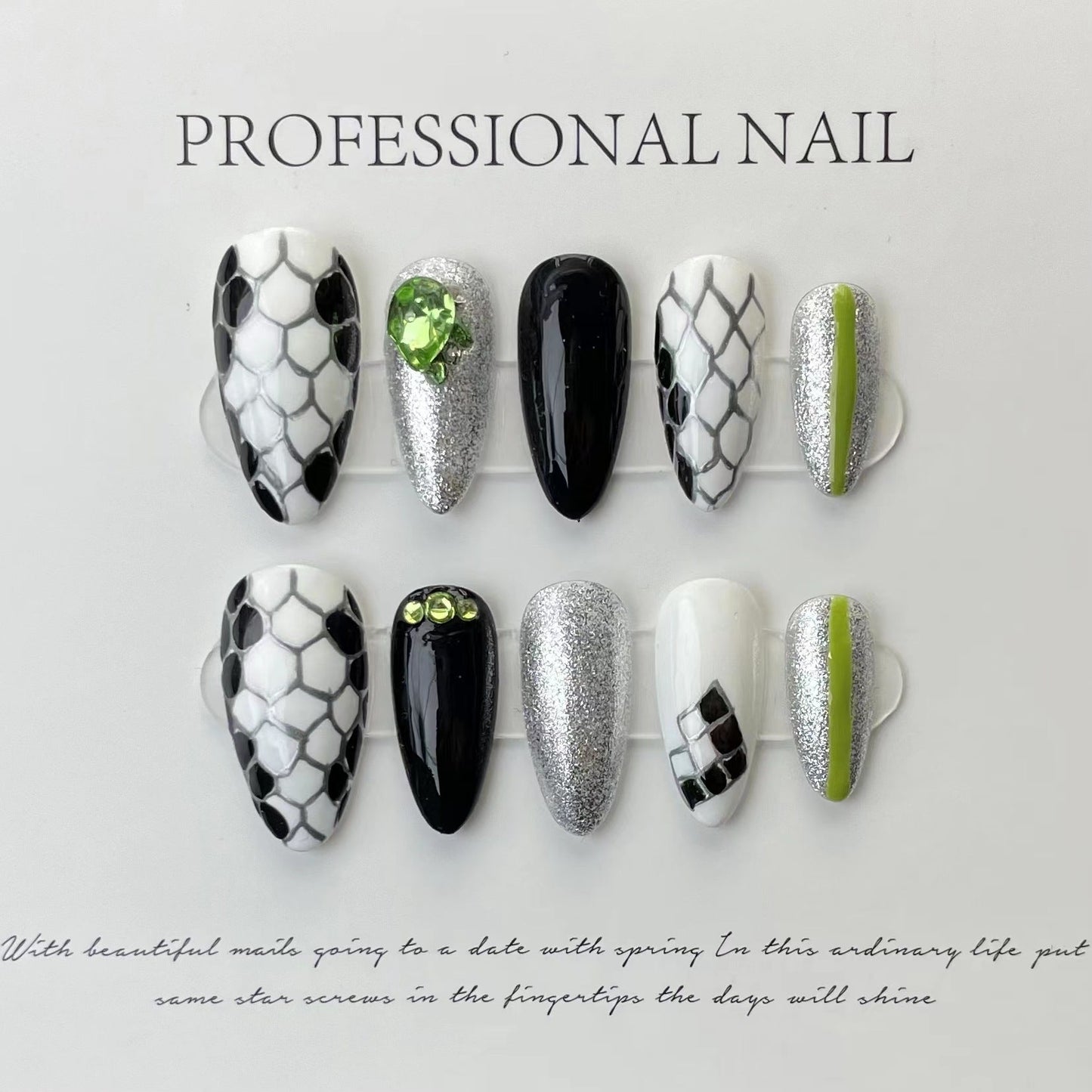 Designer: ManMan Handmade nails Press on Nails DIY Nail Art for woman girl Almond Long