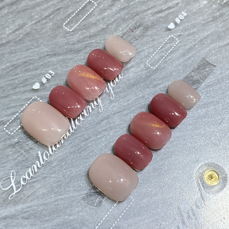 Designer: HuaHua.Handmade nails Press on Nails DIY Nail Art for woman girl Short Square pink