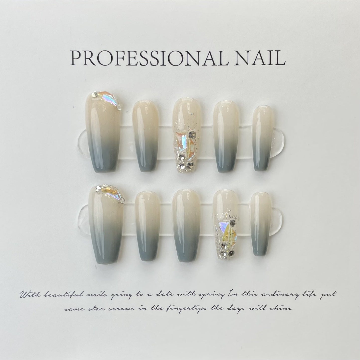 Designer: ManMan Handmade nails Press on Nails DIY Nail Art for woman girl Long Coffin French