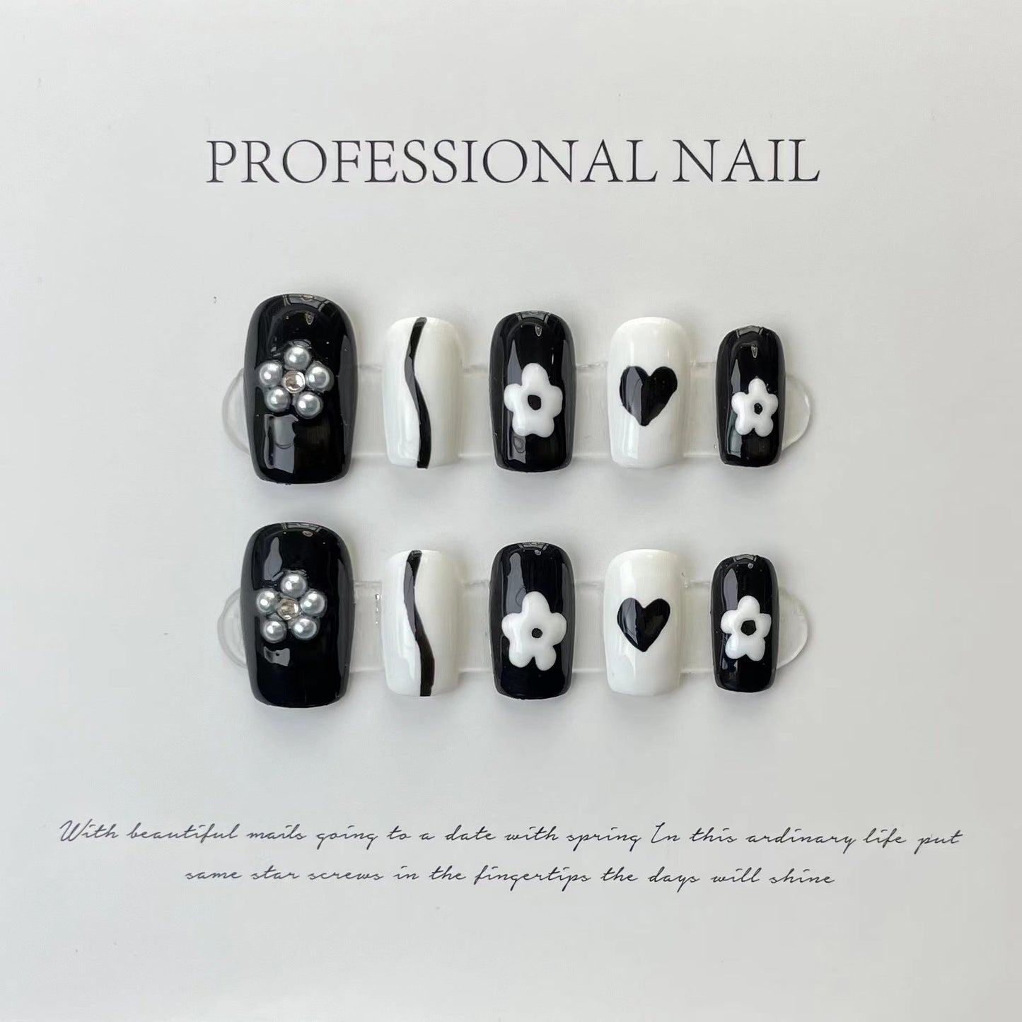 Designer: ManMan Handmade nails Press on Nails DIY Nail Art for woman girl Short Square black