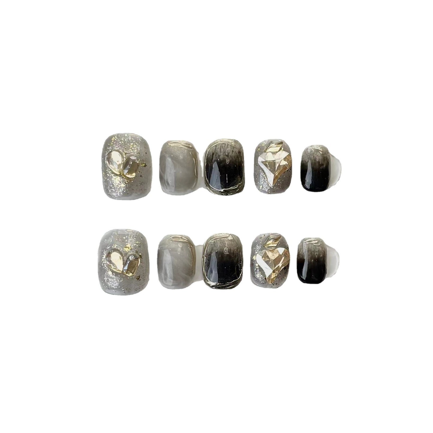 Designer: ManMan Handmade nails Press on Nails DIY Nail Art for woman girl Short Square gray