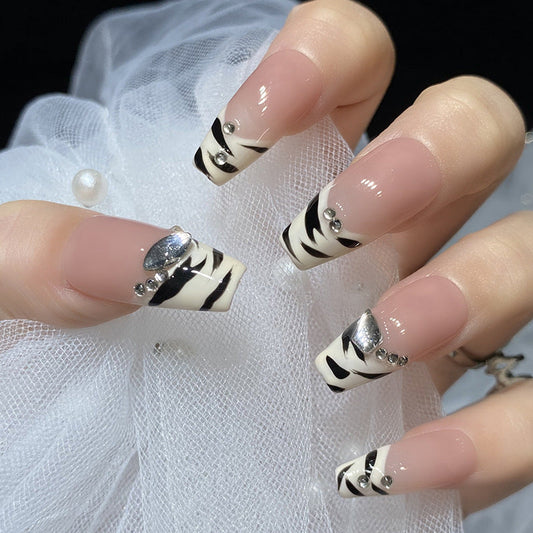 Designer: HuaHua.Handmade nails Press on Nails DIY Nail Art for woman girl Long Coffin  French