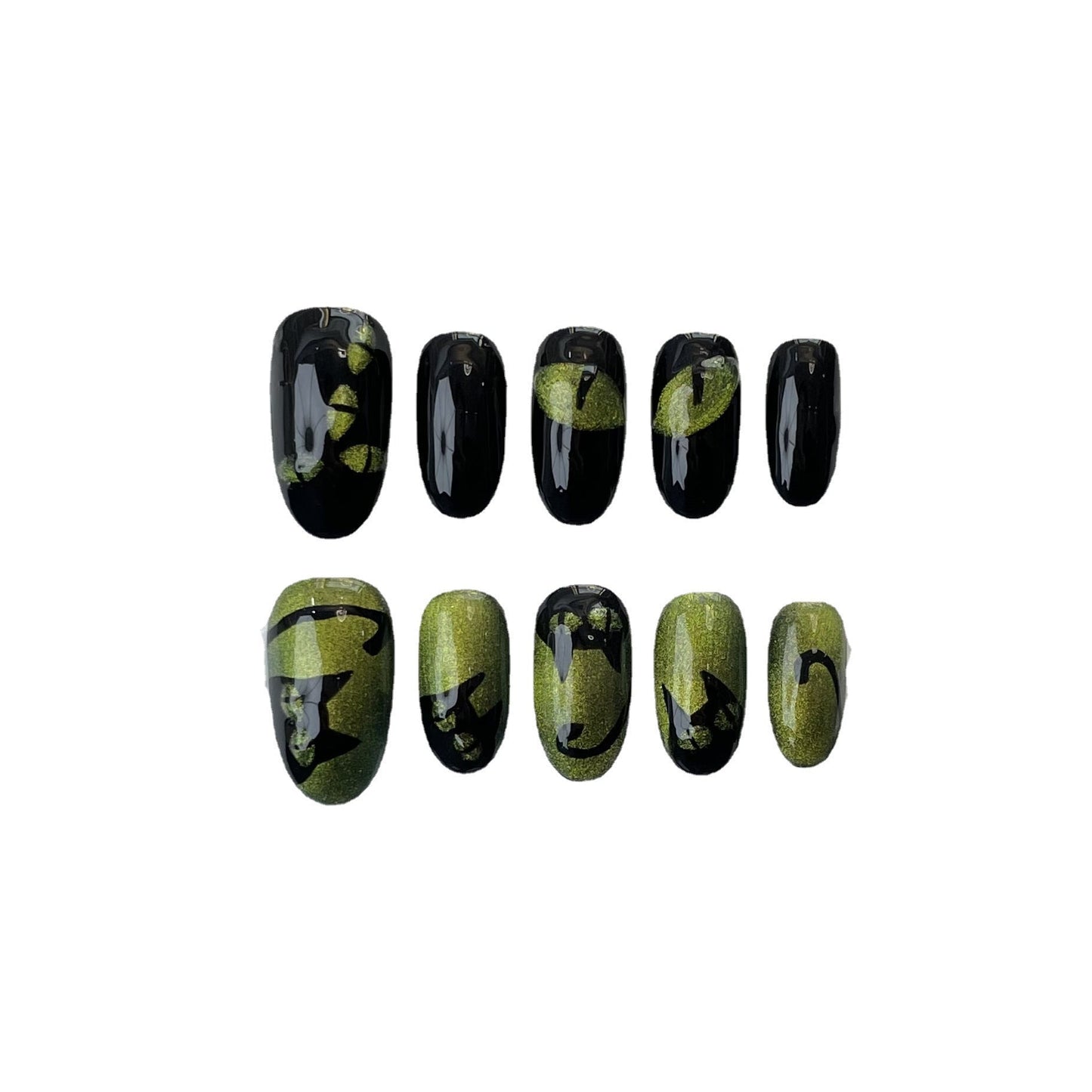 Designer: ManMan Handmade nails Press on Nails DIY Nail Art for woman girl Almond green