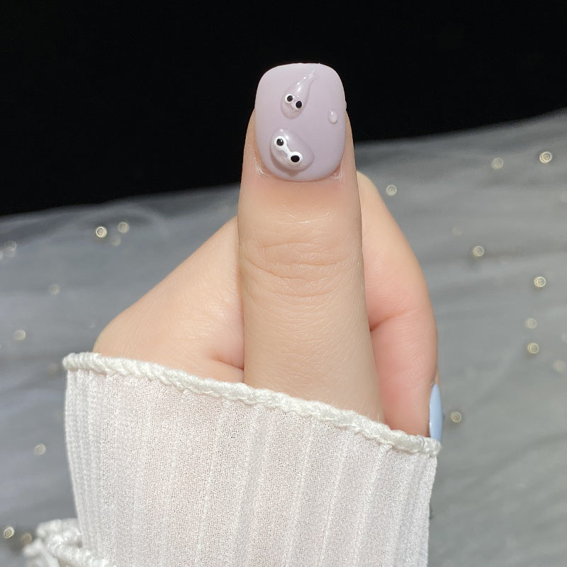 Designer: HuaHua.Handmade nails Press on Nails DIY Nail Art for woman girl Short Square Cartoon