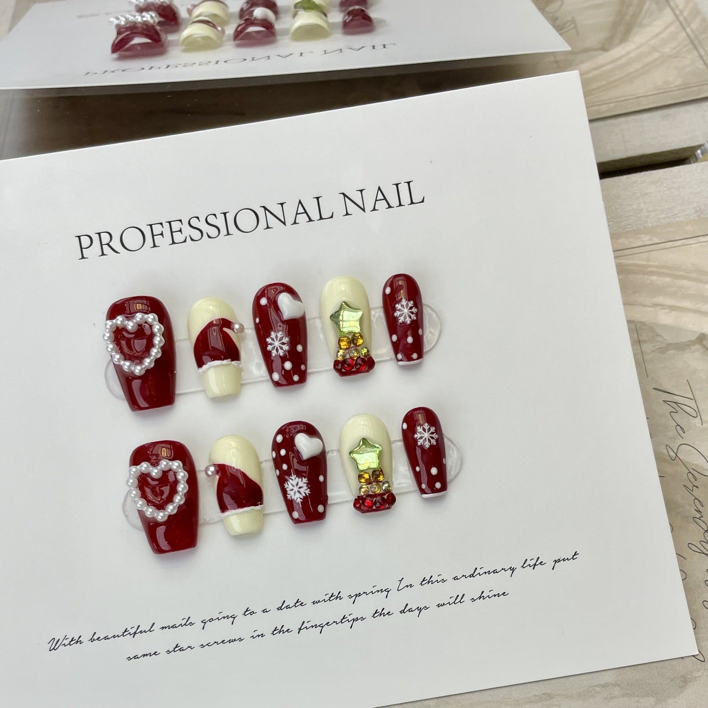 Designer: ManMan Handmade nails Press on Nails DIY Nail Art for woman girl Long Coffin red