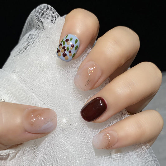 Designer: HuaHua.Handmade nails Press on Nails DIY Nail Art for woman girl Short Square Cartoon