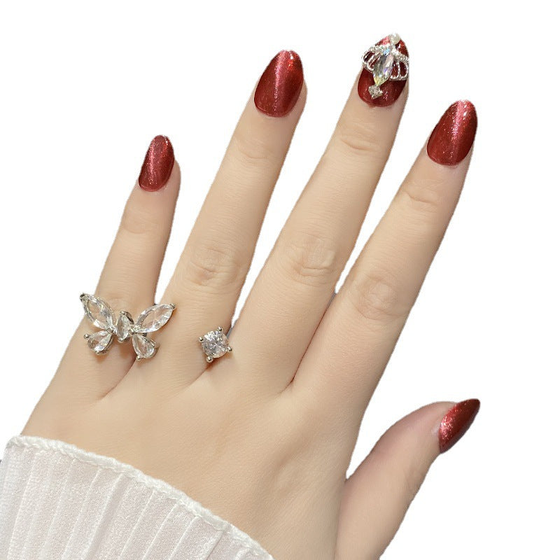 Designer: HuaHua.Handmade nails Press on Nails DIY Nail Art for woman girl Short red