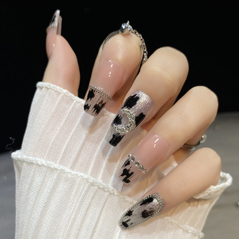 Designer: HuaHua.Handmade nails Press on Nails DIY Nail Art for woman girl Long Coffin pink