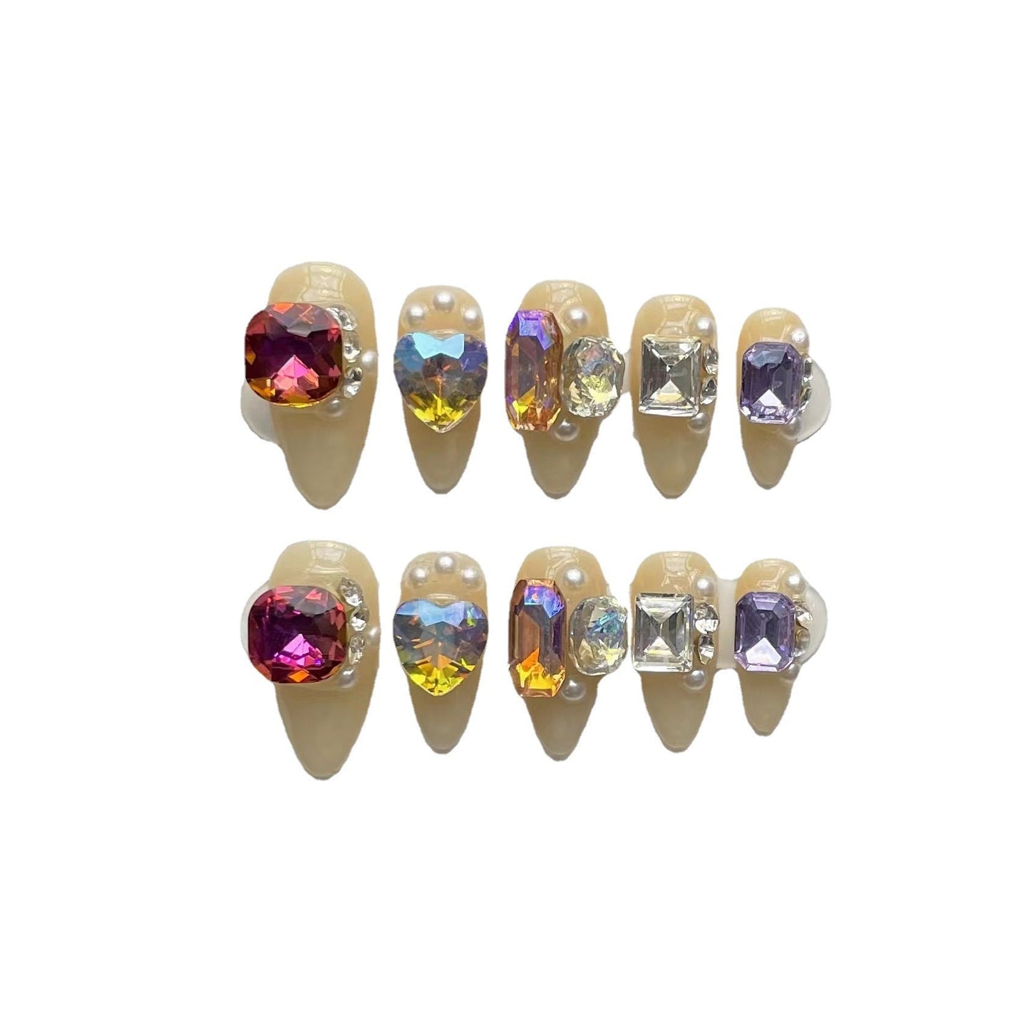 Designer: ManMan Handmade nails Press on Nails DIY Nail Art for woman girl Almond Long rhinestone