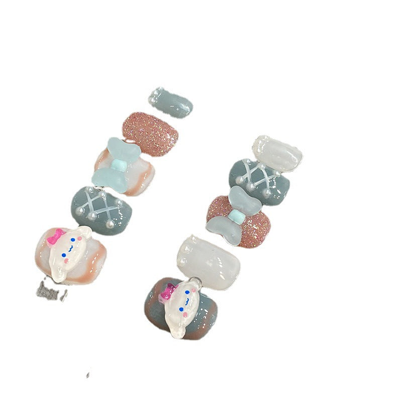 Designer: HuaHua.Handmade nails Press on Nails DIY Nail Art for woman girl Short Square Cartoon