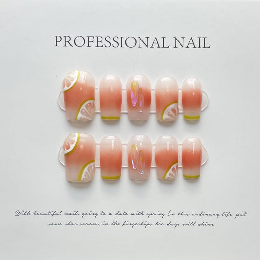 Designer: ManMan Handmade nails Press on Nails DIY Nail Art for woman girl Short Square pink