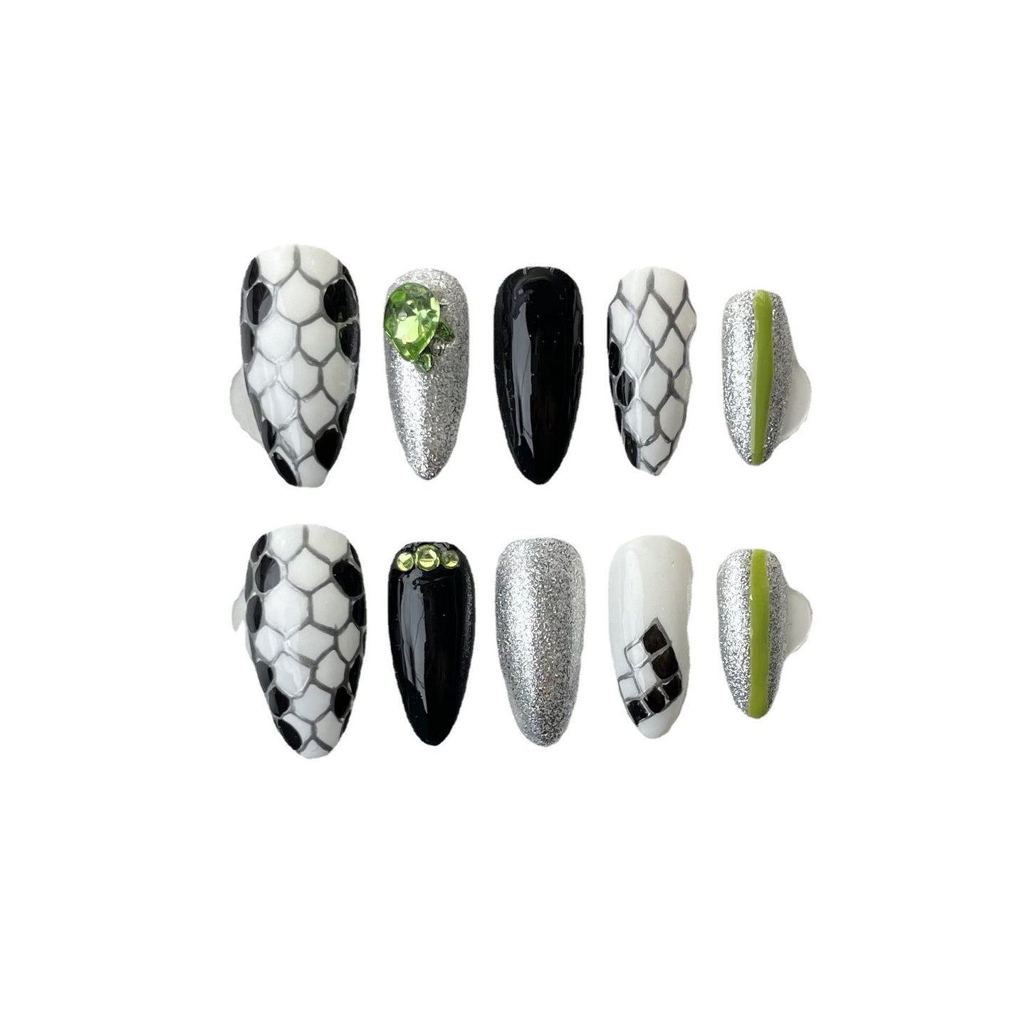 Designer: ManMan Handmade nails Press on Nails DIY Nail Art for woman girl Almond Long