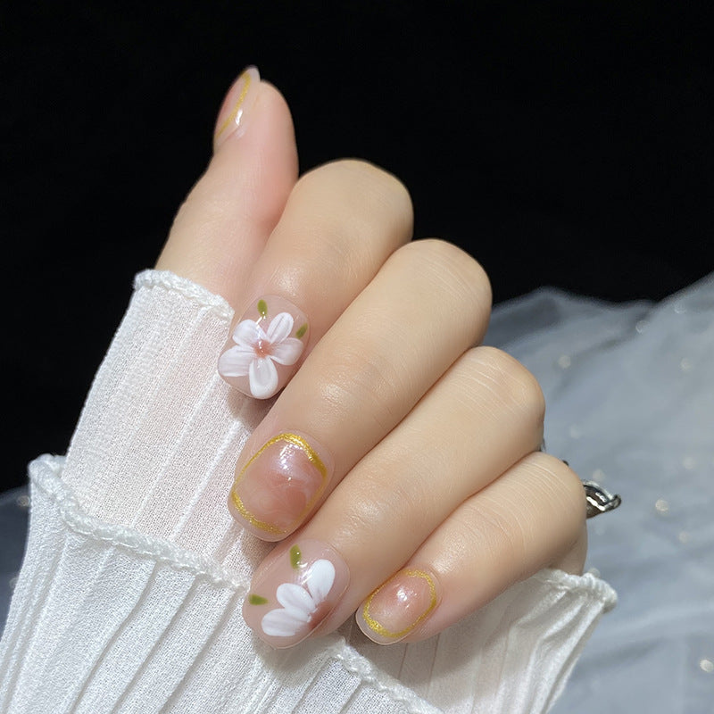 Designer: HuaHua.Handmade nails Press on Nails DIY Nail Art for woman girl Short Square pink