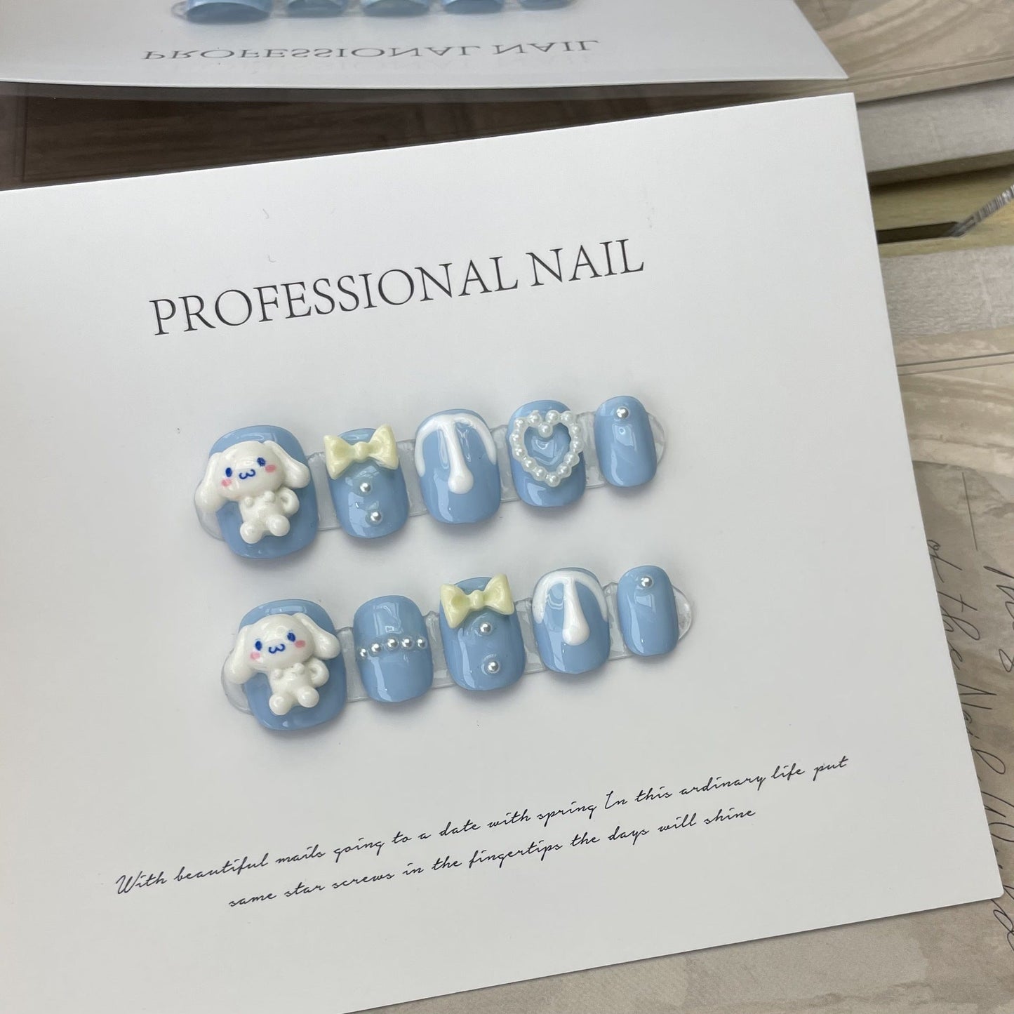 Designer: ManMan Handmade nails Press on Nails DIY Nail Art for woman girl Short Square blue