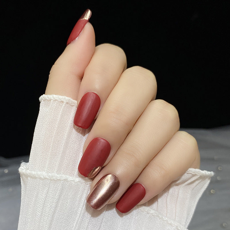 Designer: HuaHua.Handmade nails Press on Nails DIY Nail Art for woman girl Short Square red