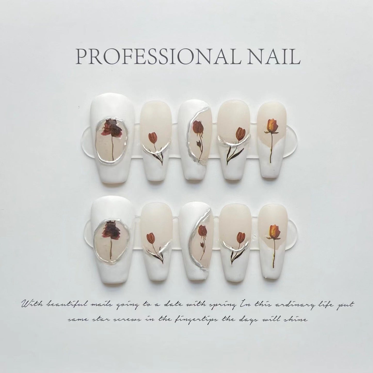 Designer: ManMan Handmade nails Press on Nails DIY Nail Art for woman girl Long Coffin white