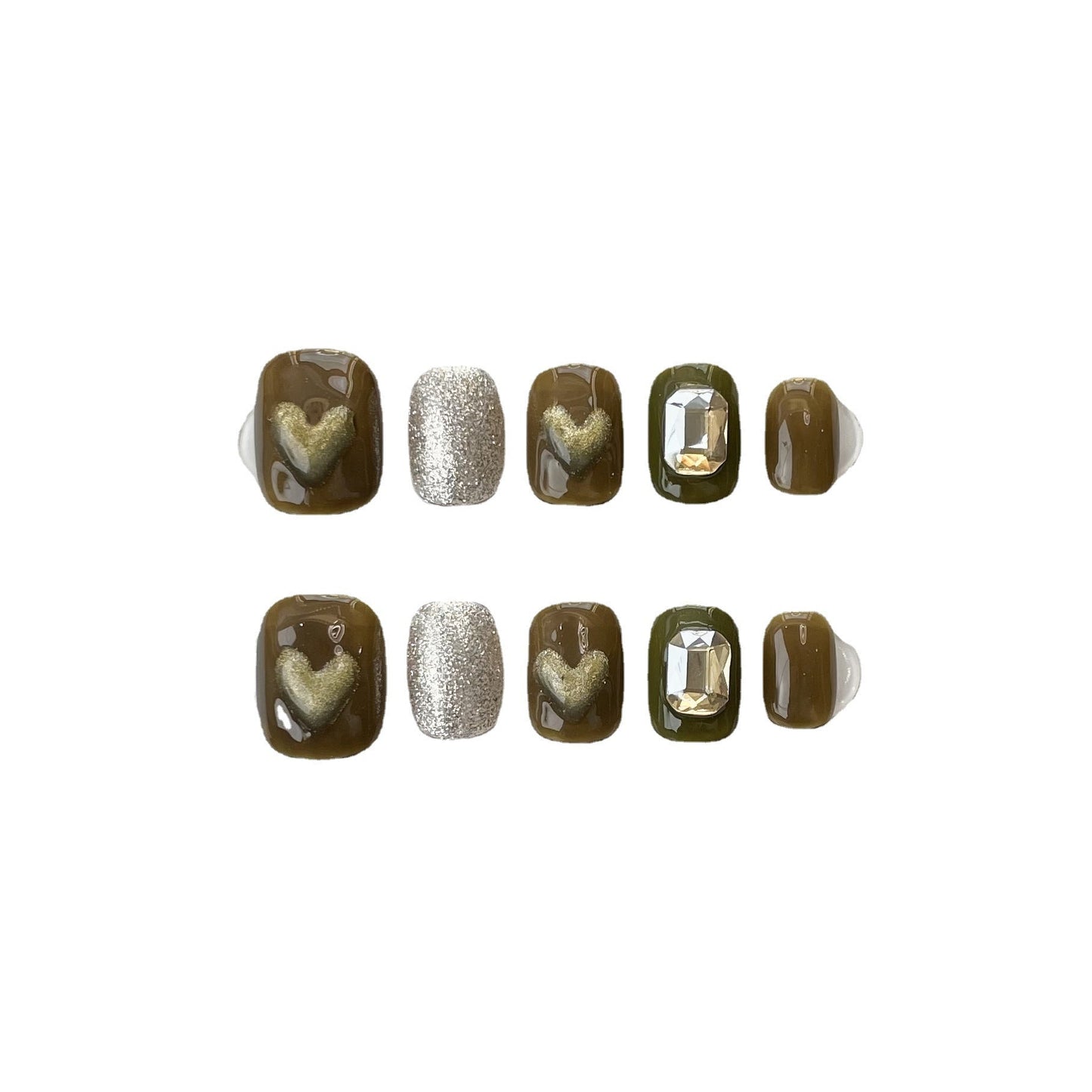 Designer: ManMan Handmade nails Press on Nails DIY Nail Art for woman girl Short Square brown