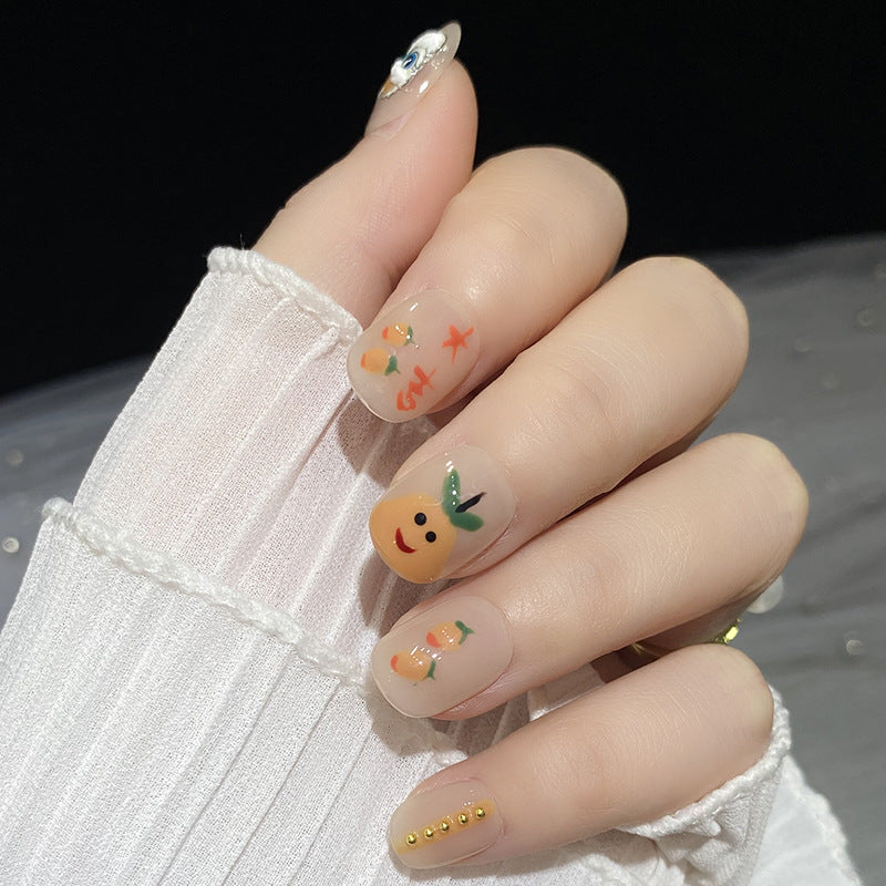 Designer: HuaHua.Handmade nails Press on Nails DIY Nail Art for woman girl Short Square