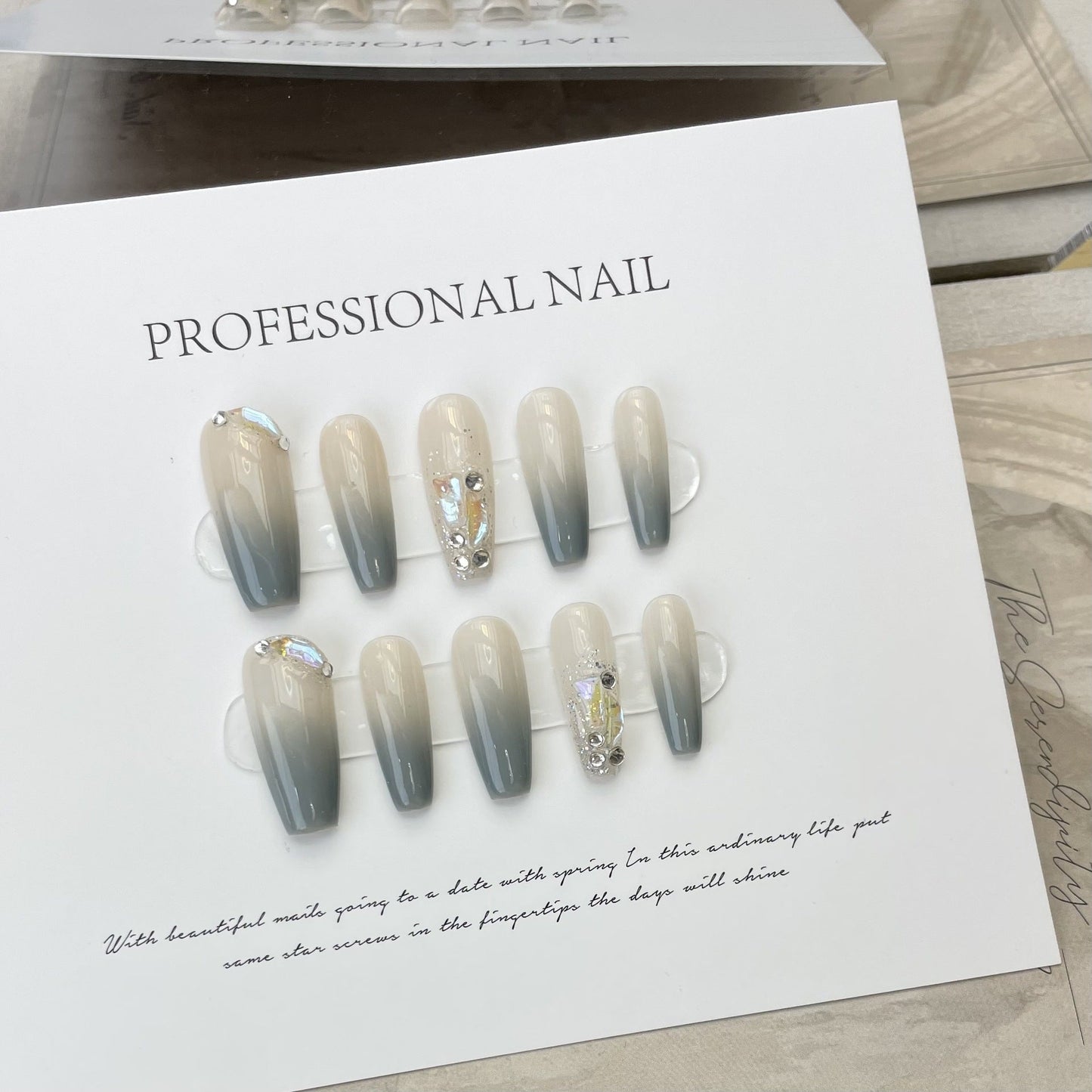 Designer: ManMan Handmade nails Press on Nails DIY Nail Art for woman girl Long Coffin French