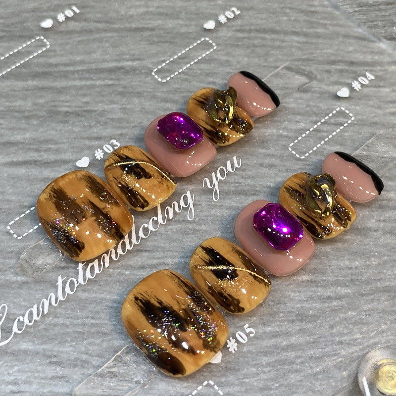 Designer: HuaHua.Handmade nails Press on Nails DIY Nail Art for woman girl Short Square yellow