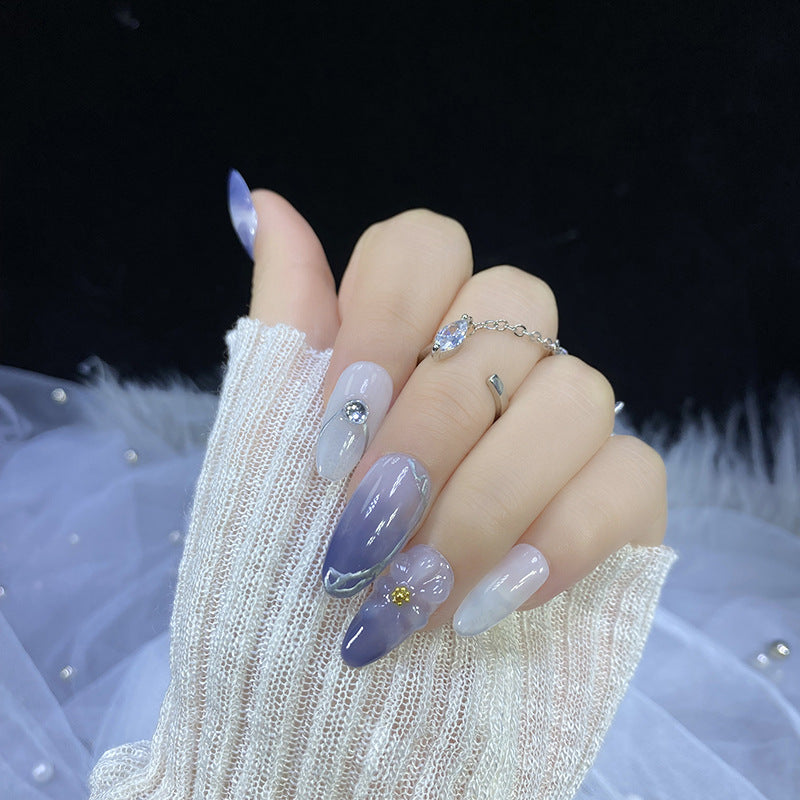 Designer: HuaHua.Handmade nails Press on Nails DIY Nail Art for woman girl Almond Long purple