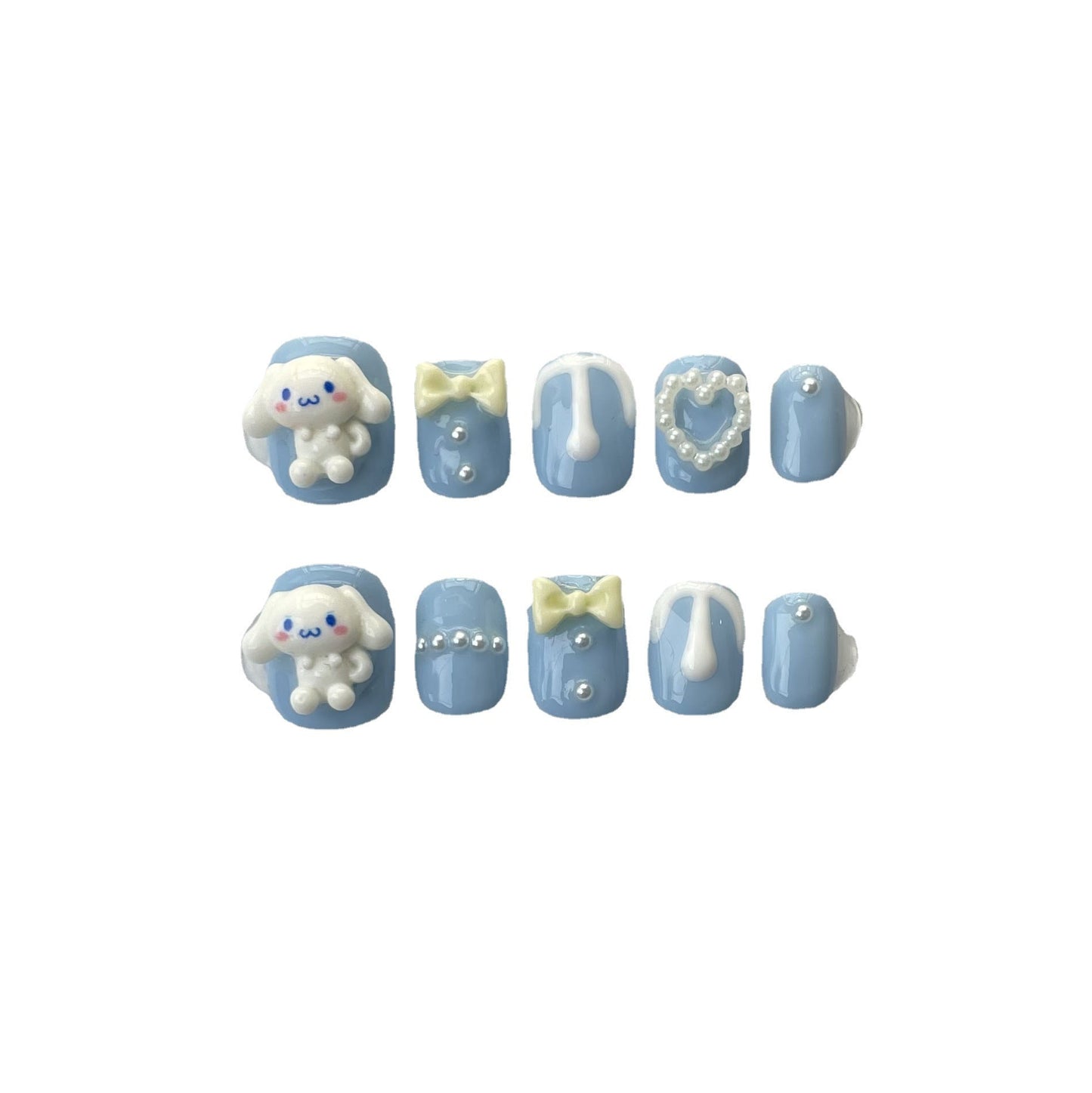 Designer: ManMan Handmade nails Press on Nails DIY Nail Art for woman girl Short Square blue