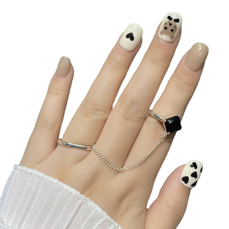 Designer: HuaHua.Handmade nails Press on Nails DIY Nail Art for woman girl Short Square Cartoon