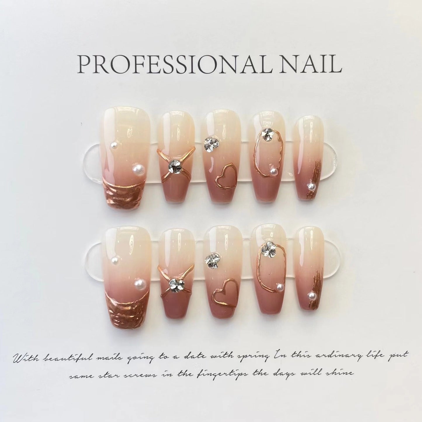 Designer: ManMan Handmade nails Press on Nails DIY Nail Art for woman girl Long Coffin pink